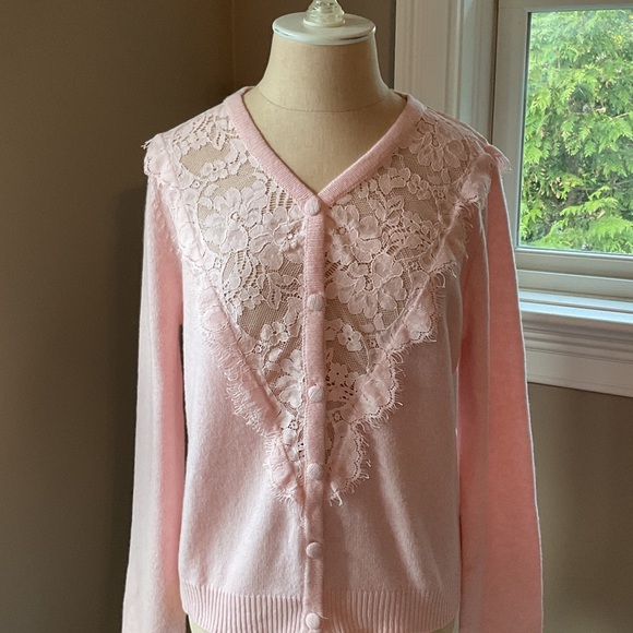 LoveShackFancy Brandie Pink Lace Cardigan - Picture 5 of 15